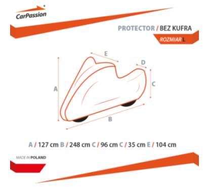CarPassion pokrowiec ochronny na motocykl z kufrem „Protector” L