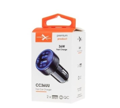 Ładowarka samochodowa 2 x USB QC 3.0 - eXtremestyle® - 36 W - CC36UU