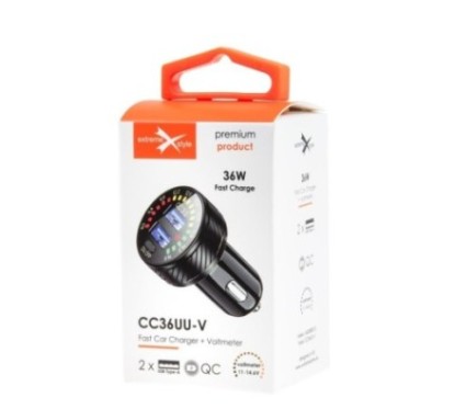 Ładowarka samochodowa 2 x USB QC 3.0 - eXtremestyle® - 36 W - CC36UU-V
