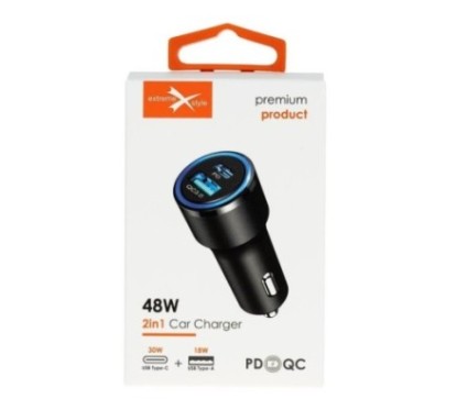 Ładowarka samochodowa USB Typ-C + USB - eXtremestyle® - 48 W - CC48CU